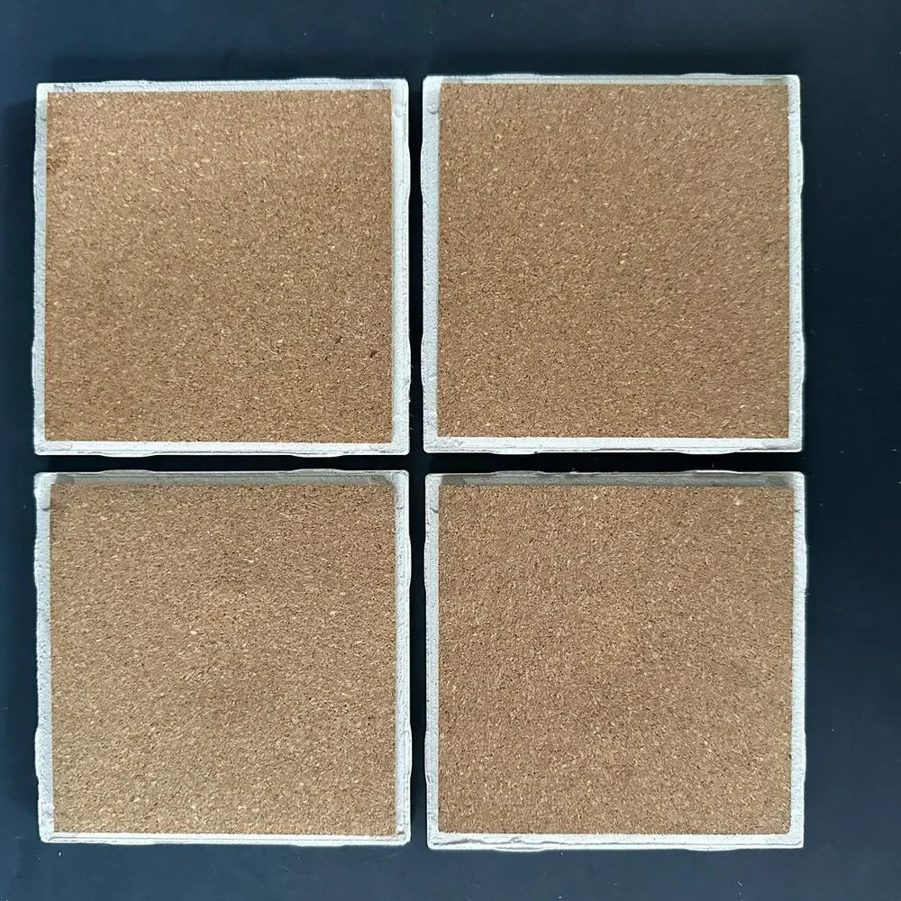 Set of 4 Rainbow Stone Coasters Cork Backed Glitter Retro Boho Dopamine Decor 4”